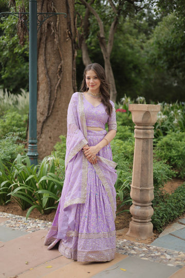 Beautiful Lavender pure viscose lehenga with sequin work